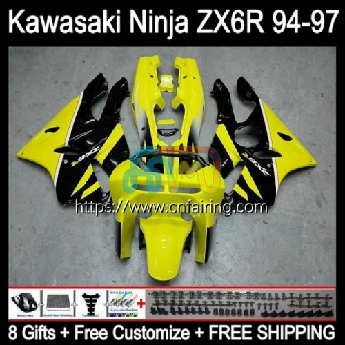 Body For KAWASAKI NINJA ZX600 ZX-636 ZX 6R 6 R 1994 1995 1996 1997 ZX6R ZX636 ZX Black Yellow 636 600CC 600 CC ZX-6R 94 95 96 97 Fairing Kit 29HM.45