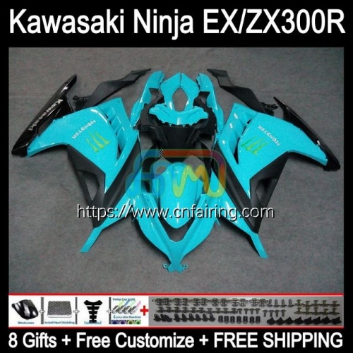 Injection mold For KAWASAKI NINJA ZX3R EX300 EX ZX Cyan Black 300R ZX-3R Body ZX300R 13 14 15 16 17 EX-300 2013 2014 2015 2016 2017 Fairings 4HM.39