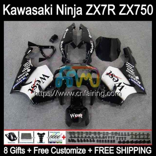 Bodywork For KAWASAKI NINJA ZX-750 ZX7R ZX750 96 03 Bodys Black West ZX 7R ZX 750 7 R ZX-7R 1996 1997 1998 1999 2000 2001 2002 2003 Fairing 3HM.98