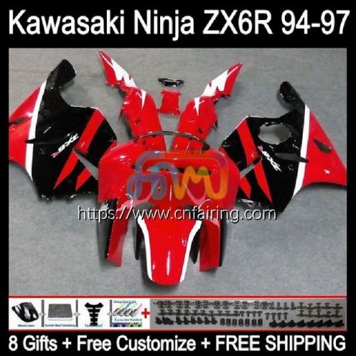 Body Kit For KAWASAKI NINJA ZX 636 600CC 600 Red black CC ZX-636 ZX636 ZX-6R ZX 6R 6 R ZX6R 94 95 96 97 ZX600 1994 1995 1996 1997 Fairings 29HM.27