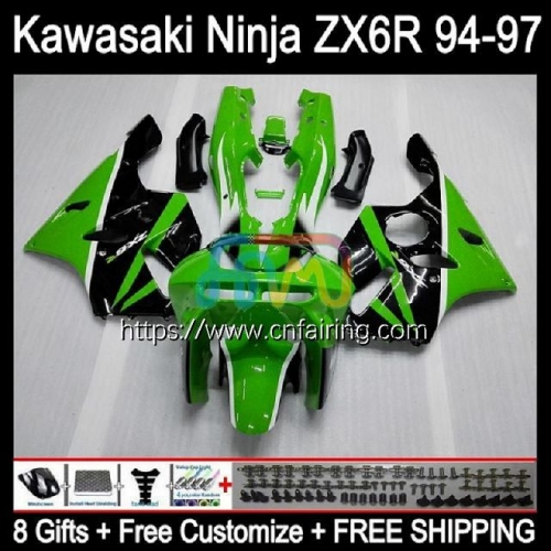 Body For KAWASAKI NINJA ZX600 ZX-636 ZX 6R 6 R 1994 Green black 1995 1996 1997 ZX6R ZX636 ZX 636 600CC 600 CC ZX-6R 94 95 96 97 Fairing Kit 29HM.40