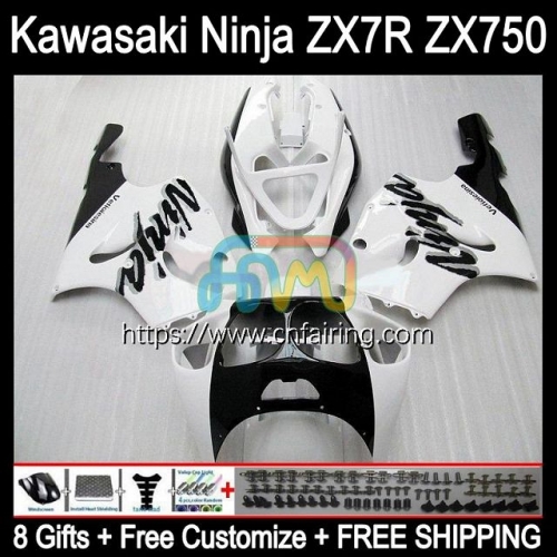 Bodywork Kit For KAWASAKI NINJA ZX7R ZX-7R ZX750 ZX 7R Body ZX 750 7 R 96 97 98 99 00 01 02 03 ZX-750 White black 1996 1997 2003 OEM Fairings 3HM.24