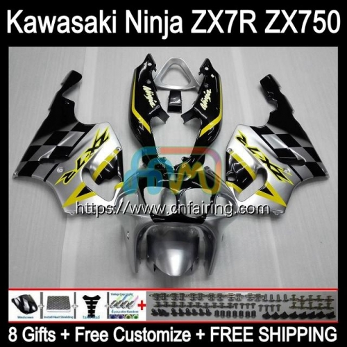 Bodywork For KAWASAKI NINJA ZX-750 Silver black ZX7R ZX750 96 03 Bodys ZX 7R ZX 750 7 R ZX-7R 1996 1997 1998 1999 2000 2001 2002 2003 Fairing 3HM.70