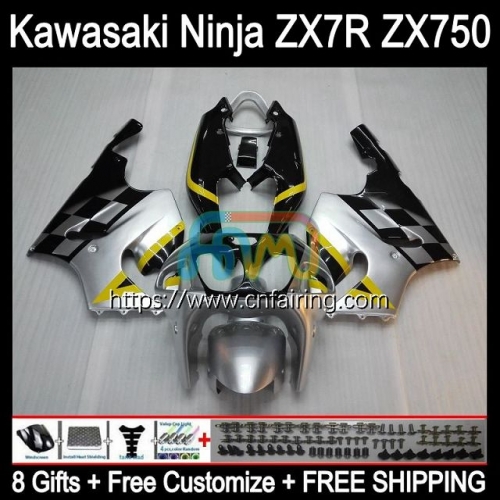 Bodywork For KAWASAKI NINJA ZX-750 ZX7R Silver black ZX750 96 03 Bodys ZX 7R ZX 750 7 R ZX-7R 1996 1997 1998 1999 2000 2001 2002 2003 Fairing 3HM.80