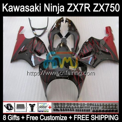 Bodywork Kit For KAWASAKI NINJA ZX7R ZX-7R ZX750 ZX 7R Body ZX 750 7 R 96 97 Red Flames 98 99 00 01 02 03 ZX-750 1996 1997 2003 OEM Fairings 3HM.16