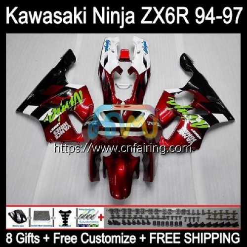 Body For KAWASAKI NINJA ZX600 ZX-636 ZX 6R 6 R 1994 1995 1996 1997 ZX6R ZX636 ZX 636 600CC 600 CC ZX-6R 94 95 96 97 Fairing Metallic Red Kit 29HM.41
