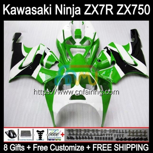 Bodywork Kit For KAWASAKI NINJA ZX7R ZX-7R ZX750 ZX 7R Body ZX 750 7 R 96 97 98 99 White green 00 01 02 03 ZX-750 1996 1997 2003 OEM Fairings 3HM.26