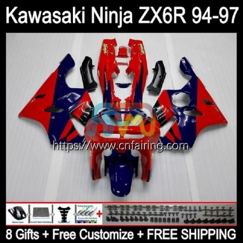 Body For KAWASAKI NINJA ZX600 Red blue hot ZX-636 ZX 6R 6 R 1994 1995 1996 1997 ZX6R ZX636 ZX 636 600CC 60 0 CC ZX-6R 94 95 96 97Fairing Kit 29HM.35