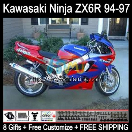 Body Kit For KAWASAKI NINJA ZX 636 600CC 600 CC ZX-636 ZX636 ZX-6R ZX 6R 6 R Red blue hot ZX6R 94 95 96 97 ZX600 1994 1995 1996 1997 Fairings 29HM.22