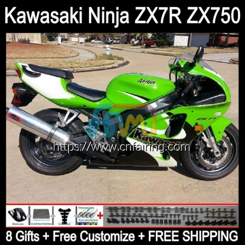 Bodywork For KAWASAKI NINJA ZX-750 ZX7R ZX750 96 03 Bodys White green ZX 7R ZX 750 7 R ZX-7R 1996 1997 1998 1999 2000 2001 2002 2003 Fairing 3HM.86