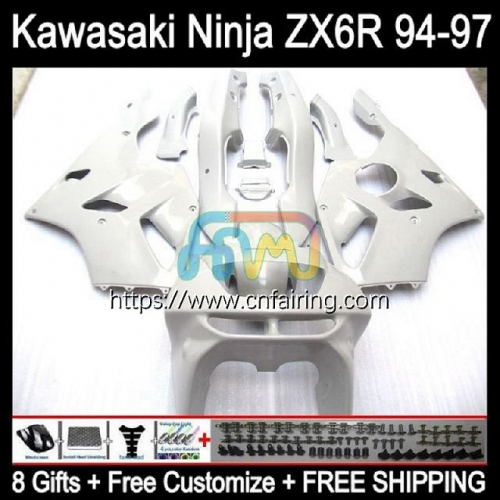 Body Kit For KAWASAKI NINJA ZX 636 600CC 600 CC ZX-636 ZX636 ZX-6R ZX 6R 6 R Pearl Whit ZX6R 94 95 96 97 ZX600 1994 1995 1996 1997 Fairings 29HM.26