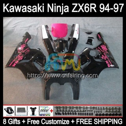 Body Kit For KAWASAKI NINJA ZX 636 600CC Black pink 600 CC ZX-636 ZX636 ZX-6R ZX 6R 6 R ZX6R 94 95 96 97 ZX600 1994 1995 1996 1997 Fairings 29HM.25