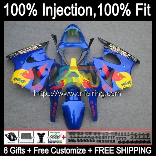 Injection mold Body For KAWASAKI NINJA ZX 6R ZX-636 ZX 600 CC 6 R ZX636 ZX Yellow blue 636 ZX-6R ZX6R 00 01 02 ZX600 2000 2001 2002 Fairings 24HM.60