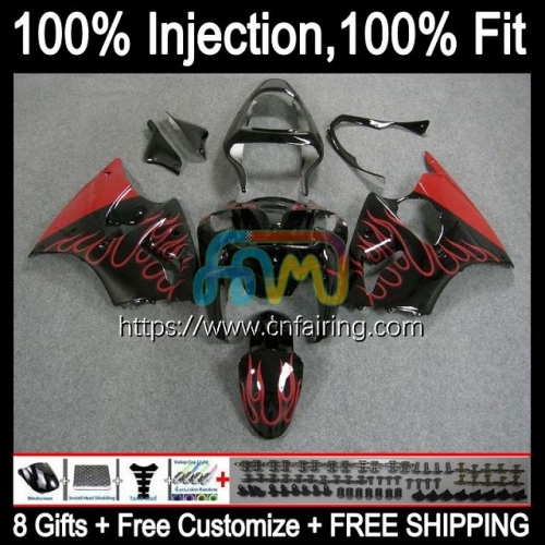 Injection mold Bodys For KAWASAKI NINJA ZZR-600 ZX600CC 2005 2006 2007 2008 ZX600 ZZR600 600CC Red Flames ZZR 600 05 06 07 08 OEM Fairings 25HM.146