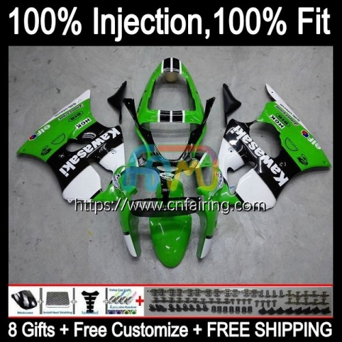 Injection mold Body For KAWASAKI NINJA ZX-6R ZX600 ZX-636 ZX 600 White green CC 6 R 2000 2001 2002 ZX 6R ZX636 ZX 636 ZX6R 00 01 02 Fairing 24HM.134