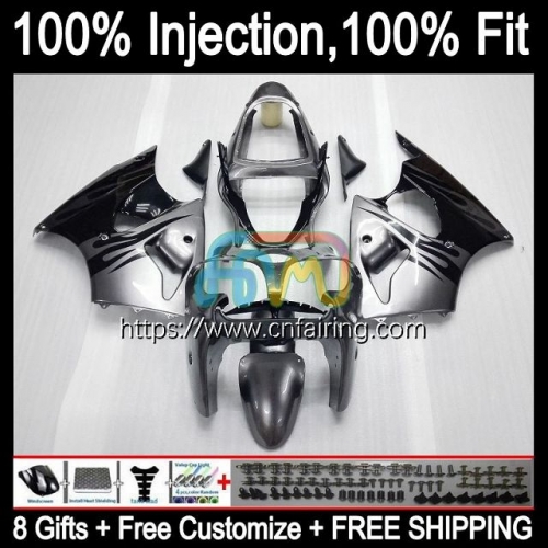 Injection mold Body For KAWASAKI NINJA ZX-6R ZX600 ZX-636 ZX 600 CC 6 Silver black R 2000 2001 2002 ZX 6R ZX636 ZX 636 ZX6R 00 01 02 Fairing 24HM.122