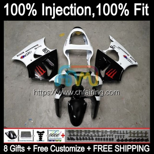 Injection mold Body For KAWASAKI NINJA ZX-6R ZX600 ZX-636 ZX 600 CC 6 R 2000 2001 2002 ZX 6R ZX636 ZX 636 ZX6R WHITE BLACK 00 01 02 Fairing 24HM.158