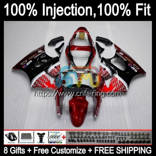 Injection mold Body For KAWASAKI NINJA ZX-6R ZX600 ZX-636 ZX 600 CC 6 R 2000 2001 Dark Red hot 2002 ZX 6R ZX636 ZX 636 ZX6R 00 01 02 Fairing 24HM.144