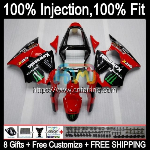 Injection mold Body For KAWASAKI NINJA ZX-6R ZX600 ZX-636 ZX 600 CC Factory Red 6 R 2000 2001 2002 ZX 6R ZX636 ZX 636 ZX6R 00 01 02 Fairing 24HM.125