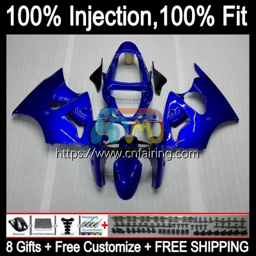 Injection mold Body For KAWASAKI NINJA ZX 6R ZX-636 ZX 600 CC 6 R ZX636 ZX 636 ZX-6R ZX6R 00 01 02 ZX600 2000 2001 2002 Fairings Glossy Blue 24HM.113