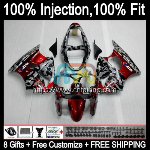 Injection mold Body For KAWASAKI NINJA ZX 6R ZX-636 ZX 600 CC 6 R ZX636 ZX 636 ZX-6R ZX6R 00 01 02 ZX600 2000 2001 2002 Fairings Red Camouflage 24HM.0