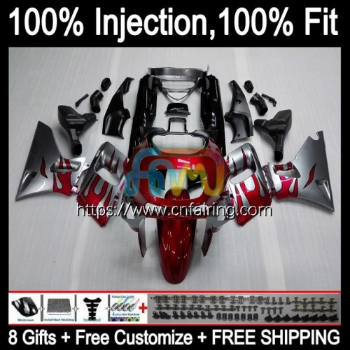 Injection mold Body For KAWASAKI NINJA ZZR-400 ZZR400 93 94 95 96 97 98 99 ZZR 400 2000 2001 2002 2003 2004 Red Flames 2005 2007 OEM Fairing 26HM.6