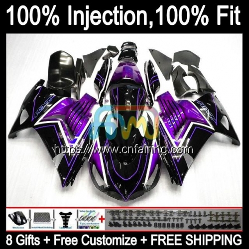 Injection For KAWASAKI NINJA ZZR 1400 ZX 14R 14 ZZR1400 ZX14R 06 07 08 09 10 11 ZX-14R 2006 2007 2008 2009 2010 2011 OEM Fairing Purple Black 22HM.0