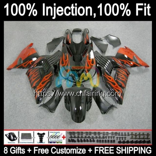 Injection OEM For KAWASAKI NINJA ZX-14R ZZR1400 ZX14R ZX 14 14R 12 13 14 15 16 17 ZZR Orange Flames 1400 2012 2013 2014 2015 2016 2017 Fairing 23HM.26