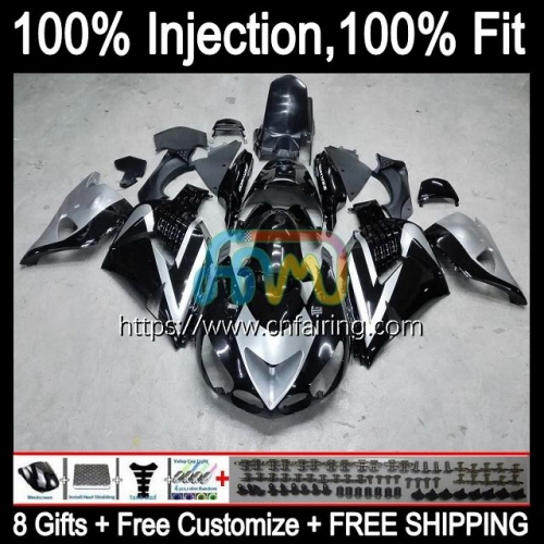 Injection OEM For KAWASAKI NINJA ZX-14R Silver Black ZZR1400 ZX14R ZX 14 14R 12 13 14 15 16 17 ZZR 1400 2012 2013 2014 2015 2016 2017 Fairing 23HM.21