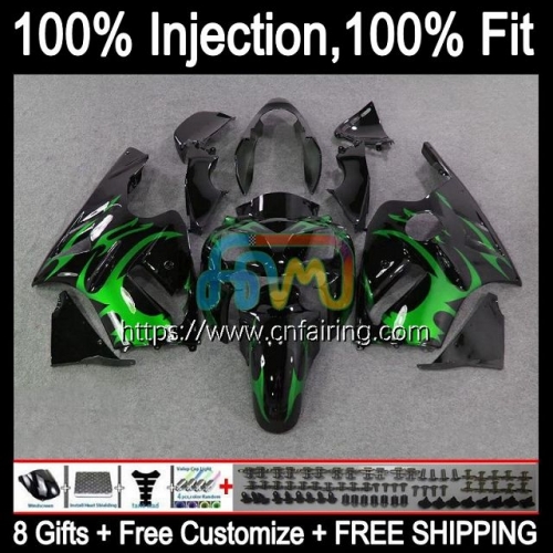 Injection mold Body For KAWASAKI NINJA ZX12R ZX1200 ZX 1200 CC 12R 1200CC 02 03 04 05 06 ZX-12R 2002 2003 Green Flames 2004 2005 2006 Fairing 21HM.13
