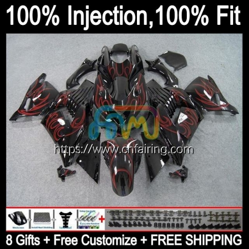 Injection Red Flames OEM For KAWASAKI NINJA ZX-14R ZZR1400 ZX14R ZX 14 14R 12 13 14 15 16 17 ZZR 1400 2012 2013 2014 2015 2016 2017 Fairing 23HM.23