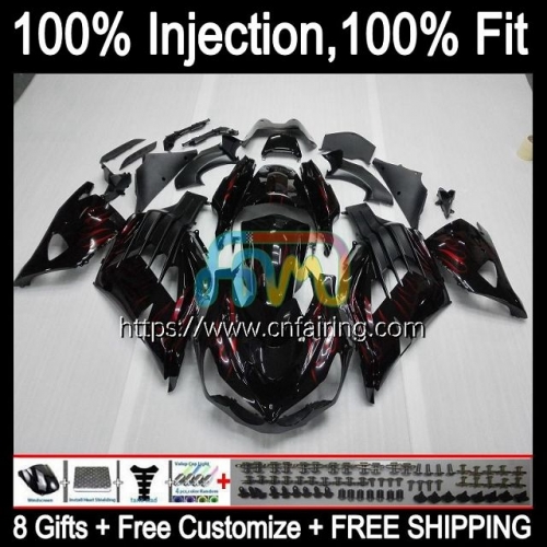 Injection For KAWASAKI NINJA ZZR 1400 ZX 14R 14 ZZR1400 ZX14R 06 07 08 09 10 Red Flames 11 ZX-14R 2006 2007 2008 2009 2010 2011 OEM Fairing 22HM.15