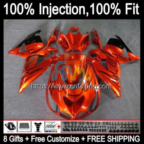 Injection OEM For KAWASAKI NINJA ZX-14R ZZR1400 ZX14R ZX 14 14R 12 13 14 15 16 17 ZZR 1400 2012 2013 2014 2015 2016 2017 Fairing Orange&Flames 23HM.2