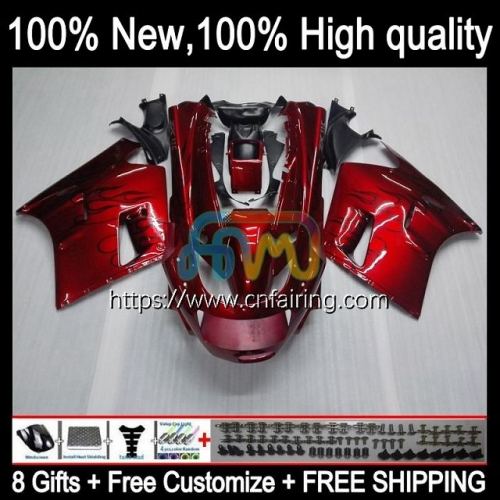 Body For KAWASAKI NINJA ZX11R ZZR1100 ZX-11R ZZR 1100 CC ZX11 R ZZR-1100 ZX-11 R 90 91 92 93 94 95 ZX 11R 1990 1991 1992 Fairing Red & Flames 17HM.0