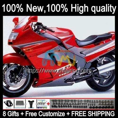 Body For KAWASAKI NINJA ZX11R ZZR1100 Glossy Red ZX-11R ZZR 1100 CC ZX11 R ZZR-1100 ZX-11 R 90 91 92 93 94 95 ZX 11R 1990 1991 1992 Fairing 17HM.27