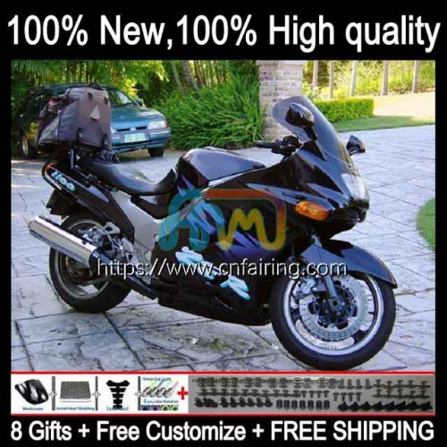 Body For KAWASAKI NINJA ZX11R ZZR1100 ZX-11R ZZR 1100 CC ZX11 R ZZR-1100 ZX-11 R 90 91 Gloss black 92 93 94 95 ZX 11R 1990 1991 1992 Fairing 17HM.32