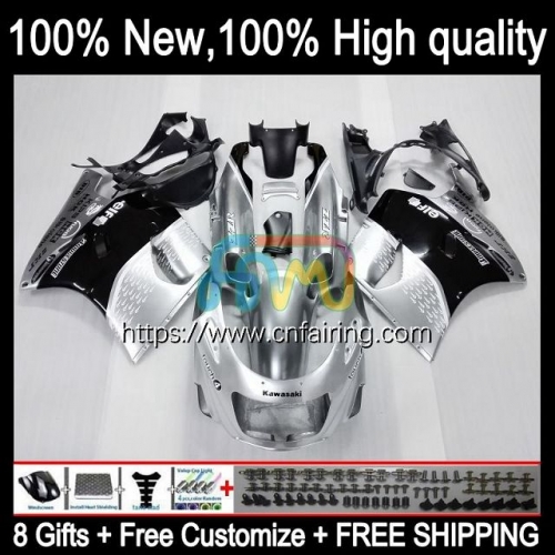 Body For KAWASAKI NINJA ZX-11R ZZR 1100 CC ZX11 R ZZR1100 1990 1991 1992 ZX 11R ZX-11 R ZZR-1100 ZX11R Silver Black 90 91 92 93 94 95 Fairing 17HM.50