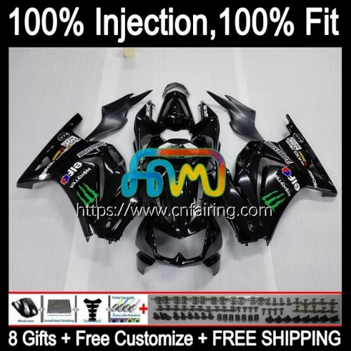 Injection OEM For KAWASAKI NINJA ZX250R EX ZX 250R ZX250 EX250 R EX250R 08 09 10 11 12 ZX-250R 2008 2009 2010 2011 2012 Fairings Black Green 11HM.90