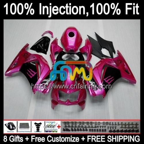 Injection mold For KAWASAKI NINJA EX250R EX ZX 250R 2008 2009 2010 2011 2012 ZX250R ZX-250R ZX250 EX250 Pink Black R 08 09 10 11 12 Fairing 11HM.127