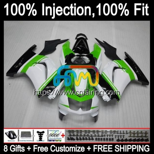 Injection mold For KAWASAKI NINJA EX250R EX ZX 250R 2008 2009 2010 2011 White green 2012 ZX250R ZX-250R ZX250 EX250 R 08 09 10 11 12 Fairing 11HM.135