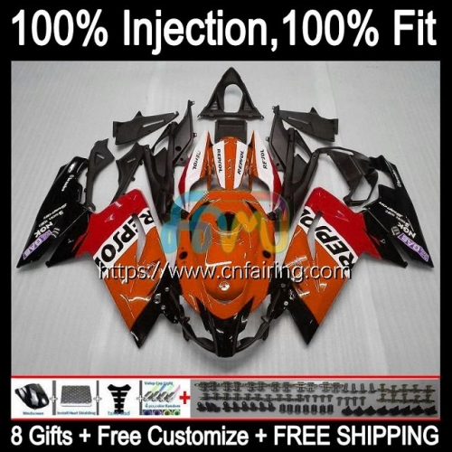 Injection mold Body For Aprilia RS-125 RS4 RS125R RSV125 RS125 06 07 08 09 10 11 RS 125 2006 2007 2008 2009 2010 2011 OEM Fairing Repsol Orange 9HM.0