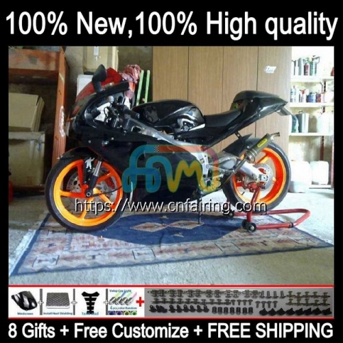 Body For Aprilia RS-125 RS4 RSV 125 RS 125 RR 125RR RS125 99 00 Glossy black 01 02 03 04 05 RSV125 1999 2000 2001 2002 2003 2004 2005 Fairing 10HM.19