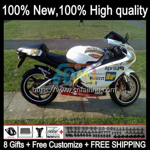 Body For Aprilia RS-125 White golden RS4 RSV 125 RS 125 RR 125RR RS125 99 00 01 02 03 04 05 RSV125 1999 2000 2001 2002 2003 2004 2005 Fairing 10HM.26