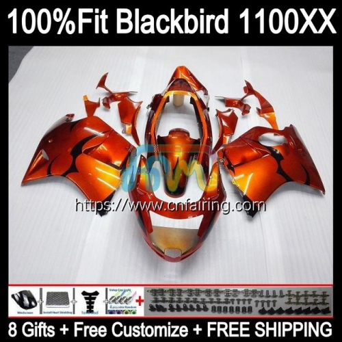 Injection OEM For HONDA Blackbird CBR1100XX CBR1100 XX 96 97 98 99 00 01 CBR 1100XX 1100 XX 2002 2003 2004 2005 2006 2007 Fairing Orange Flame 41HM.41