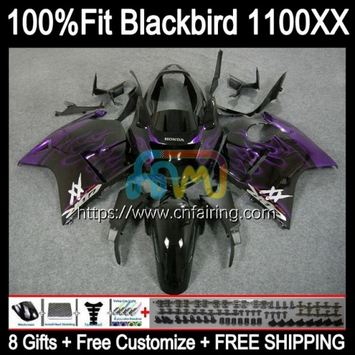 Injection OEM For HONDA Purple Flames Blackbird CBR1100XX CBR1100 XX 96 97 98 99 00 01 CBR 1100XX 1100 XX 2002 2003 2004 2005 2006 2007 Fairing 41HM.4