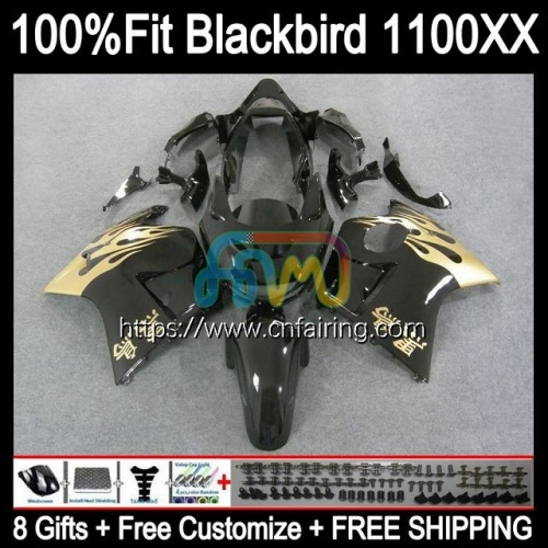 Injection OEM For HONDA CBR1100 XX CBR1100XX Blackbird 02 03 04 05 06 07 CBR 1100 XX Gold Flames 1100XX 1996 1997 1998 1999 2000 2001 Fairing 42HM.5