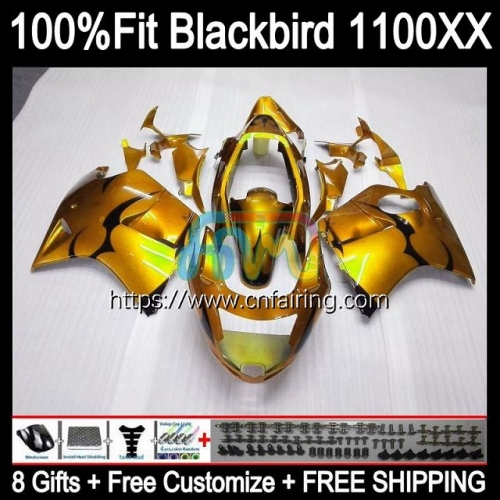 OEM Injection For HONDA CBR1100 XX Blackbird 1996 1997 1998 1999 2000 2001 CBR 1100 XX 1100XX CBR1100XX 02 Gold Flames 03 04 05 06 07 Fairing 42HM.77