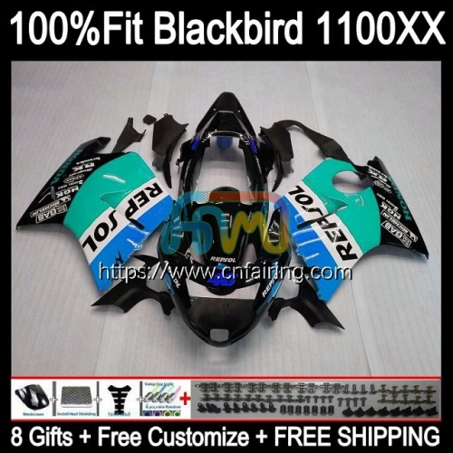 OEM Injection For HONDA CBR1100 XX Blackbird 1996 Cyan Repsol 1997 1998 1999 2000 2001 CBR 1100 XX 1100XX CBR1100XX 02 03 04 05 06 07 Fairing 42HM.80