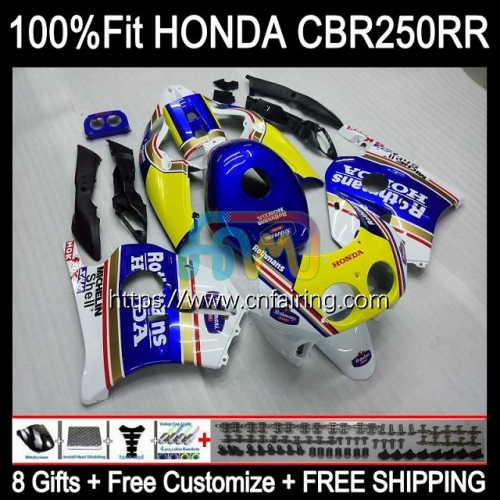 Injection Mold Body For HONDA CBR 250RR 250R 250CC CBR250CC CBR250RR 88 89 CBR 250 RR CC MC19 CBR250 RR 1988 1989 OEM Fairing Kit Rothmans Blue 50HM.0