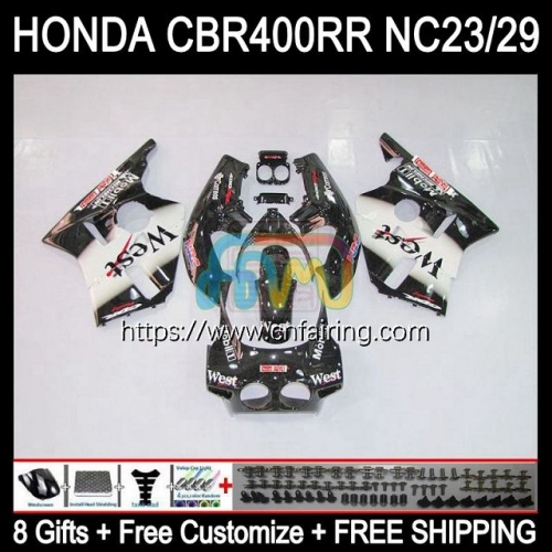 OEM Body For HONDA CBR 400 RR NC29 CBR400RR CBR 400RR 94 95 96 97 98 99 CBR400 RR NC23 Black West 1994 1995 1996 1997 1998 1999 Fairing Kit 49HM.13